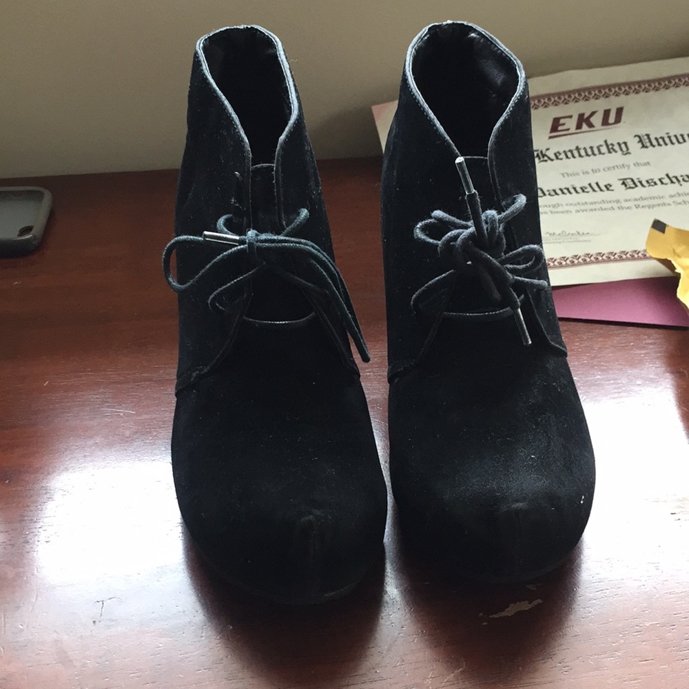 Black Wedged Booties